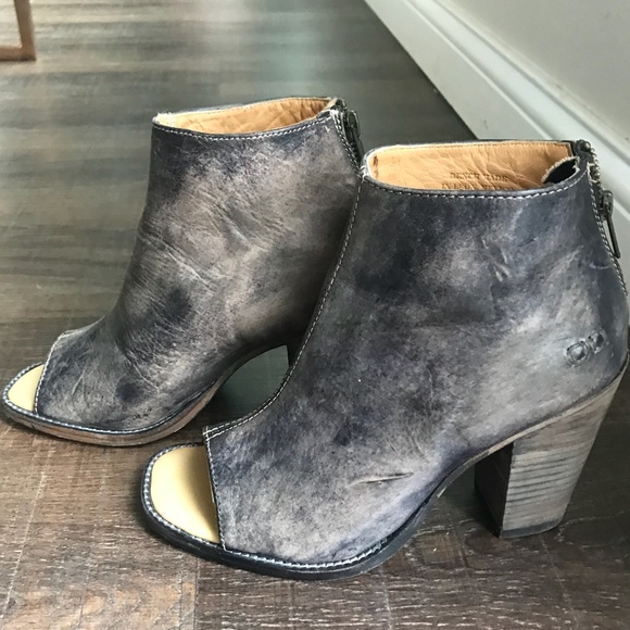 bed stu peep toe booties